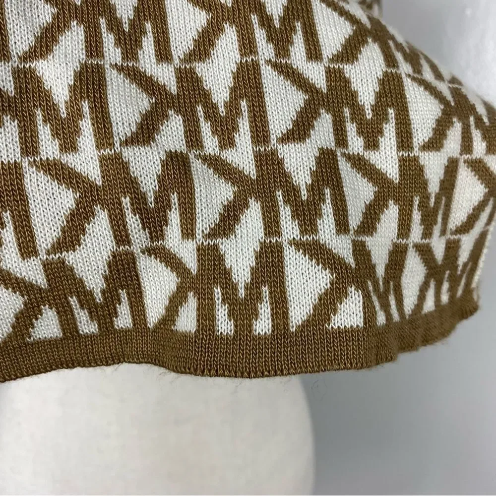 Michael Kors Monogrammed scarf in tan and white 64x10